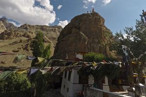 Unique huge rock carved statue of buddha