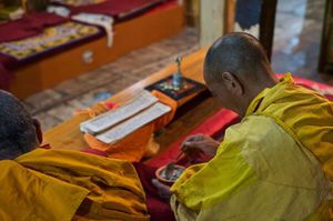 Monks have meal in the beginning of ceremony